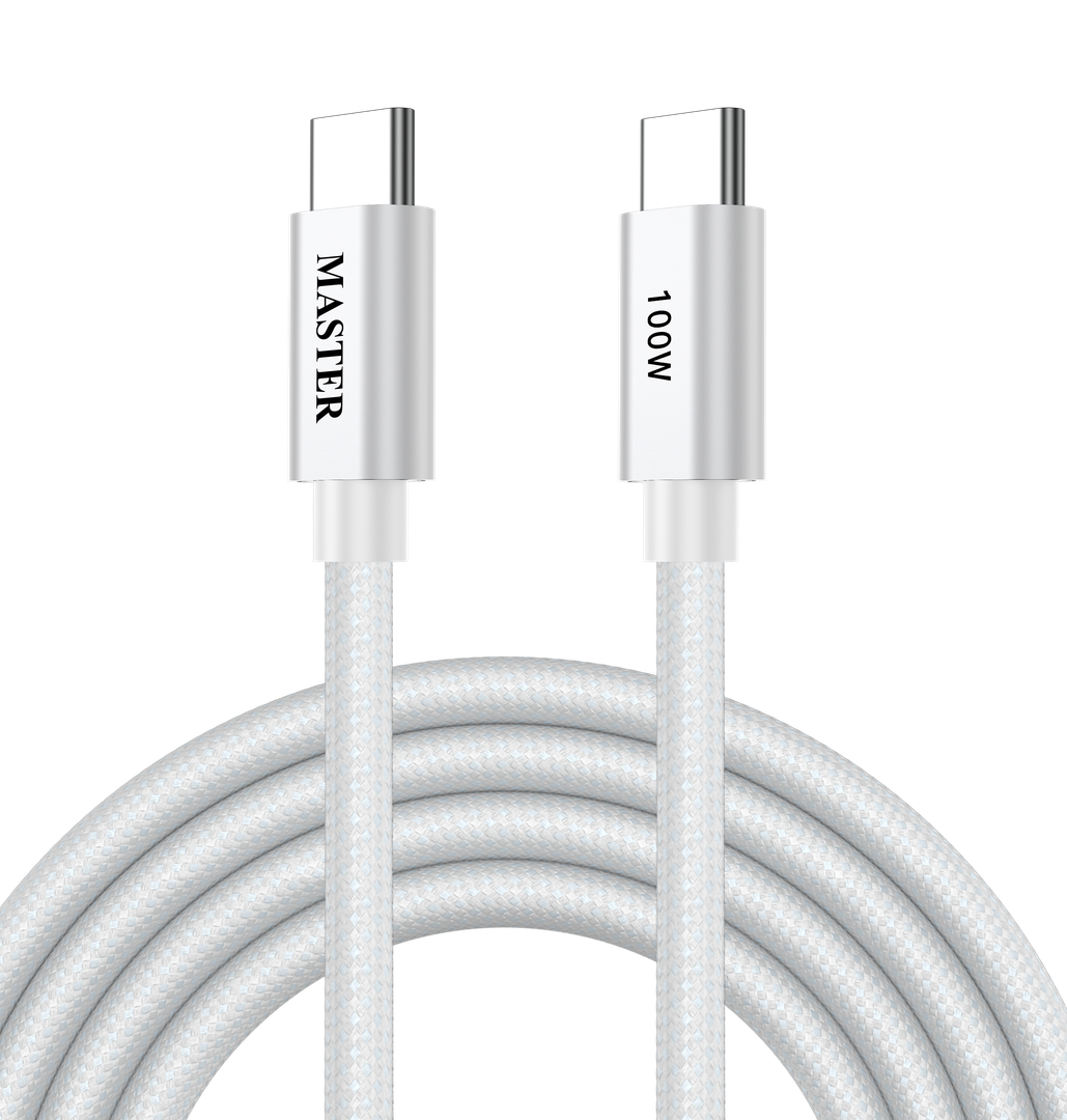 كيبل ماستر مظفر تايب سي الى تايب سي بقدرة شحن 100 واط وطول 1.2 متر | Master Braided 100W Cable USB-C to USB-C 1.2M
