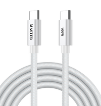كيبل ماستر مظفر تايب سي الى تايب سي بقدرة شحن 100 واط وطول 1.2 متر | Master Braided 100W Cable USB-C to USB-C 1.2M
