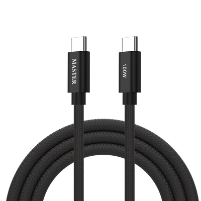 كيبل ماستر مظفر تايب سي الى تايب سي بقدرة شحن 100 واط وطول 1.2 متر | Master Braided 100W Cable USB-C to USB-C 1.2M