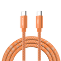 كيبل ماستر مظفر تايب سي الى تايب سي بقدرة شحن 100 واط وطول 1.2 متر - برتقالي | Master Braided 100W Cable USB-C to USB-C 1.2M - Orange
