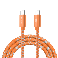 كيبل ماستر مظفر تايب سي الى تايب سي بقدرة شحن 100 واط وطول 1.2 متر - برتقالي | Master Braided 100W Cable USB-C to USB-C 1.2M - Orange