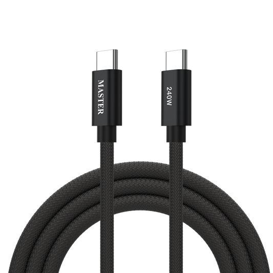 كيبل ماستر مظفر تايب سي الى تايب سي بقدرة شحن 240 واط وطول 1.2 متر | Master Braided 240W Cable USB-C to USB-C 1.2M