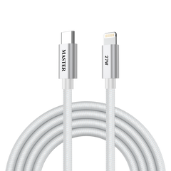 Master Braided 27W USB-C to Lightning Cable White - Travel Bundle