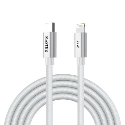 Master Braided 27W USB-C to Lightning Cable White - Travel Bundle
