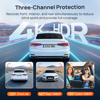 كاميرا سيارة 70mai T800E أمامية وداخلية وخلفية 4K | 70mai T800E 3-Channel Dash Cam - صورة 2