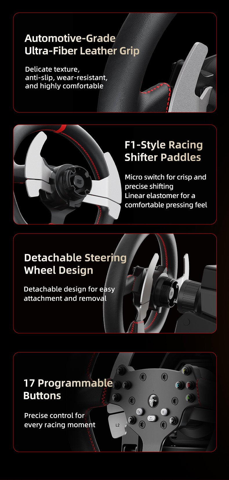 مقود سباقات PXN-V10 Pro Racing Simulator مع دواسات للكمبيوتر وPS4 وXbox - اسود | PXN-V10 Pro Entry DD Racing Simulator For PC, PS4 And Xbox - Black