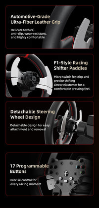 مقود سباقات PXN-V10 Pro Racing Simulator مع دواسات للكمبيوتر وPS4 وXbox - اسود | PXN-V10 Pro Entry DD Racing Simulator For PC, PS4 And Xbox - Black