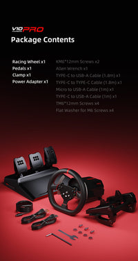 مقود سباقات PXN-V10 Pro Racing Simulator مع دواسات للكمبيوتر وPS4 وXbox - اسود | PXN-V10 Pro Entry DD Racing Simulator For PC, PS4 And Xbox - Black