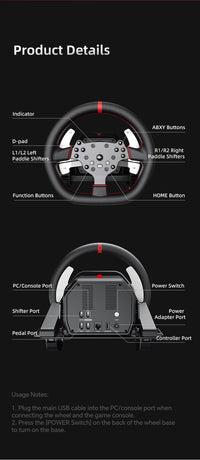 مقود سباقات PXN-V10 Pro Racing Simulator مع دواسات للكمبيوتر وPS4 وXbox - اسود | PXN-V10 Pro Entry DD Racing Simulator For PC, PS4 And Xbox - Black