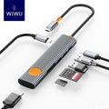 موزع ويوو Wi-HB007 سباعي المنافذ تايب سي مع HDMI بدقة 4K وقارئ بطاقات وشحن 100 واط | WiWU Travel 7-in-1 USB-C Hub Wi-HB007