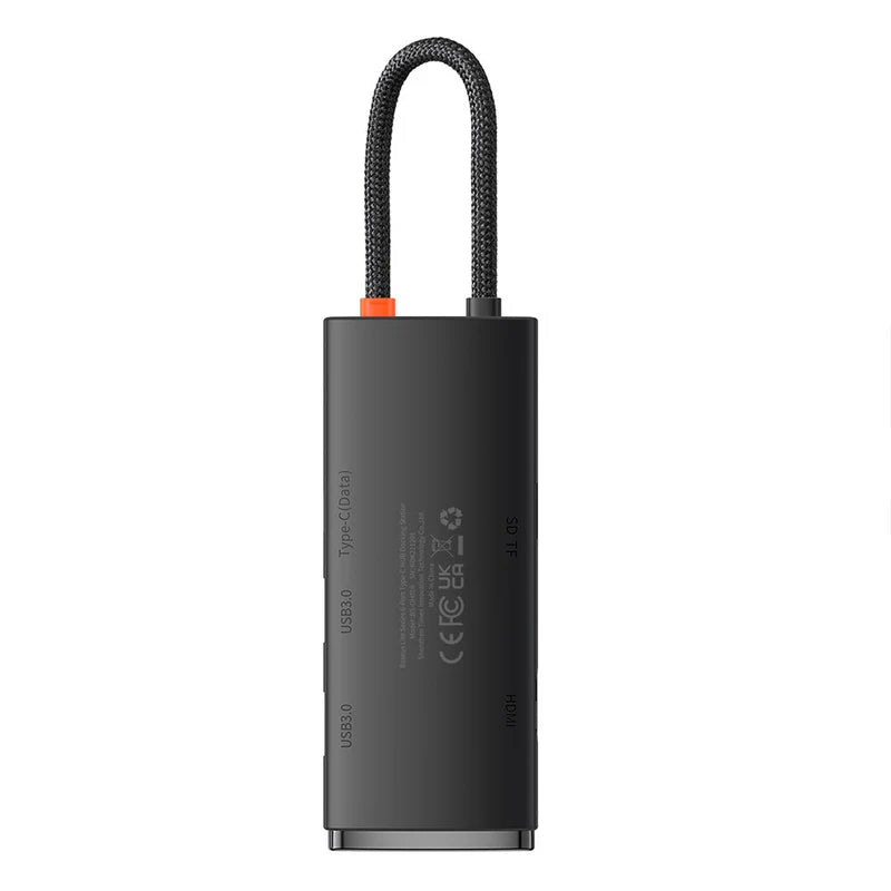 هاب Baseus Lite 6 منافذ Type-C | Baseus Lite 6-Port Type-C HUB (HDMI+USB3.0+SD/TF) Black