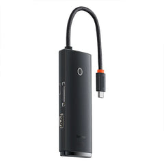 هاب Baseus Lite 6 منافذ Type-C | Baseus Lite 6-Port Type-C HUB (HDMI+USB3.0+SD/TF) Black
