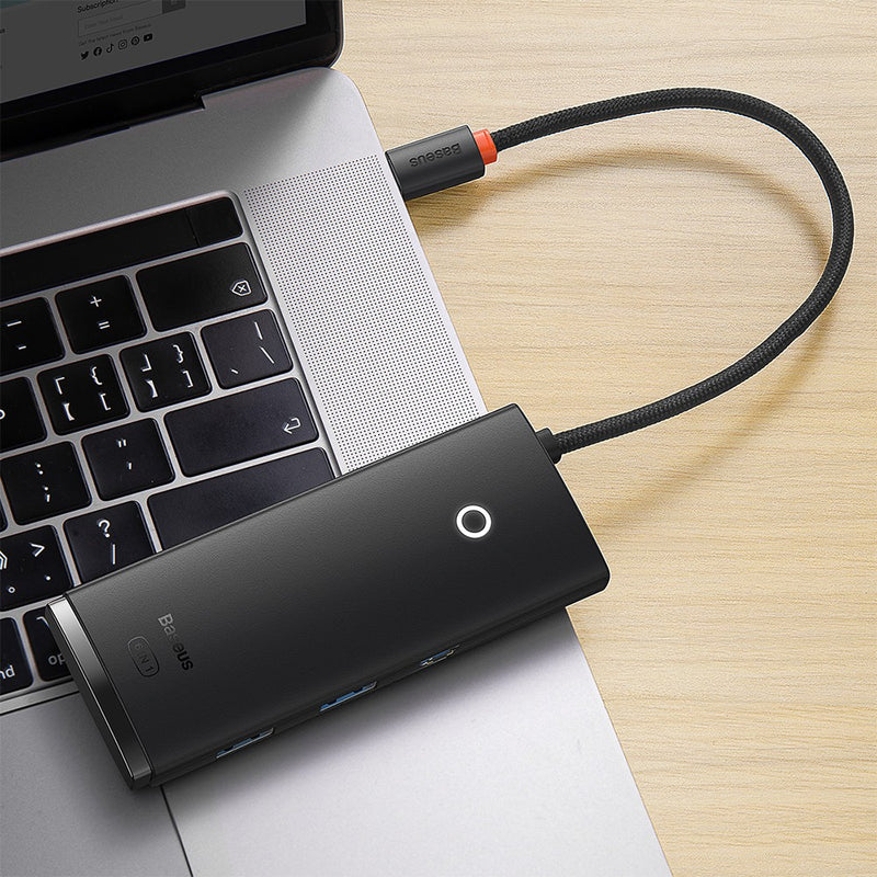 هاب Baseus Lite 6 منافذ Type-C | Baseus Lite 6-Port Type-C HUB (HDMI+USB3.0+SD/TF) Black