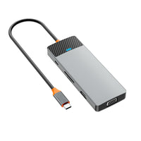 محول ويوو لينكر 9 في 1 بمنفذ تايب سي مع قارئ بطاقات SD/TF  - رمادي | WiWU Linker 921 9 in 1 Type-C Hub Laptop Adapter with SD/TF Card Reader – Gray