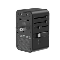 محول السفر العالمي من ويوو بقدرة شحن 70 واط مع كيبل تايب سي مدمج - اسود | WiWU Travel Universal Adapter UA004 70W GaN Charger With Built in Type-C Cable – Black