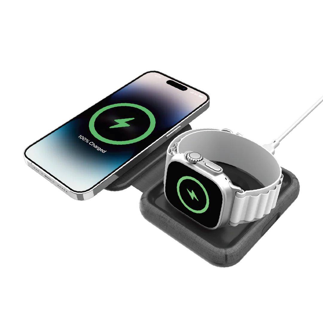 Şarjêra Bêtêl a Momax Q.Mag Go 20W 2-di-1 de bi MagSafe re