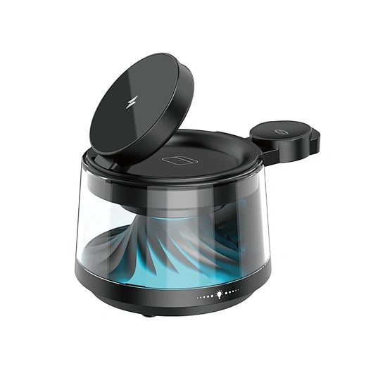 شاحن لاسلكي ويوو فلو Wi-W039 5في1 مع إضاءة محيطة وسبيكر | WiWU Flow 5 in 1 Wireless Charger Wi-W039 with Ambient Light & Speaker
