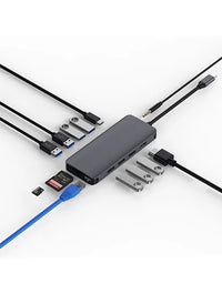 WiWU Alpha 12-di-1 Type-C Hub Adaptera Laptopê USB C bo USB 3.0 HDMI - WiWU Alpha 12-di-1 Type-C Adaptera Laptopê USB C bo USB 3.0